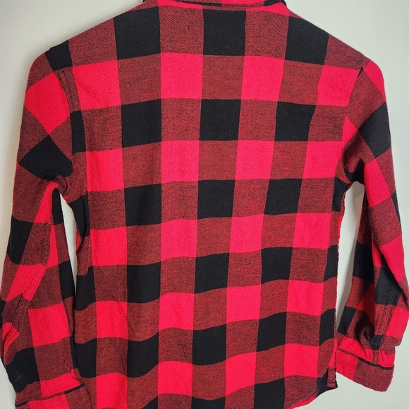 Old Navy Black Red Buffalo Plaid Button Down Shirt Girls Large 10 12 - Picture 4 of 4